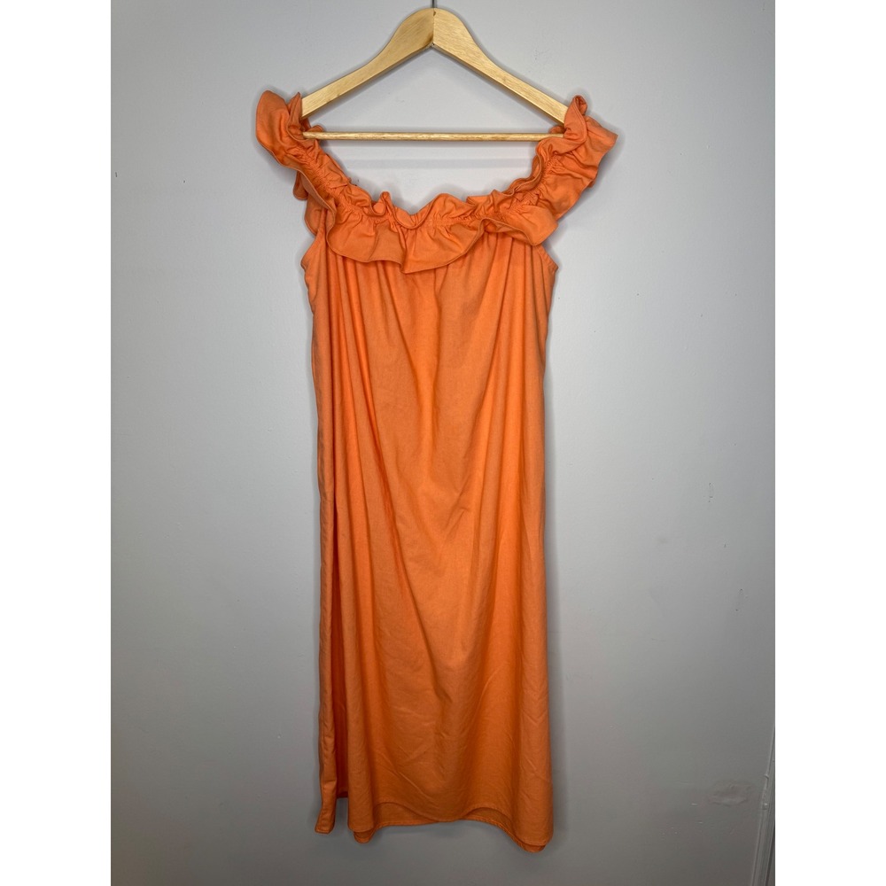 Victoria Dunn Lounge Orange Midi Sleep Dress Small Summer Vacation